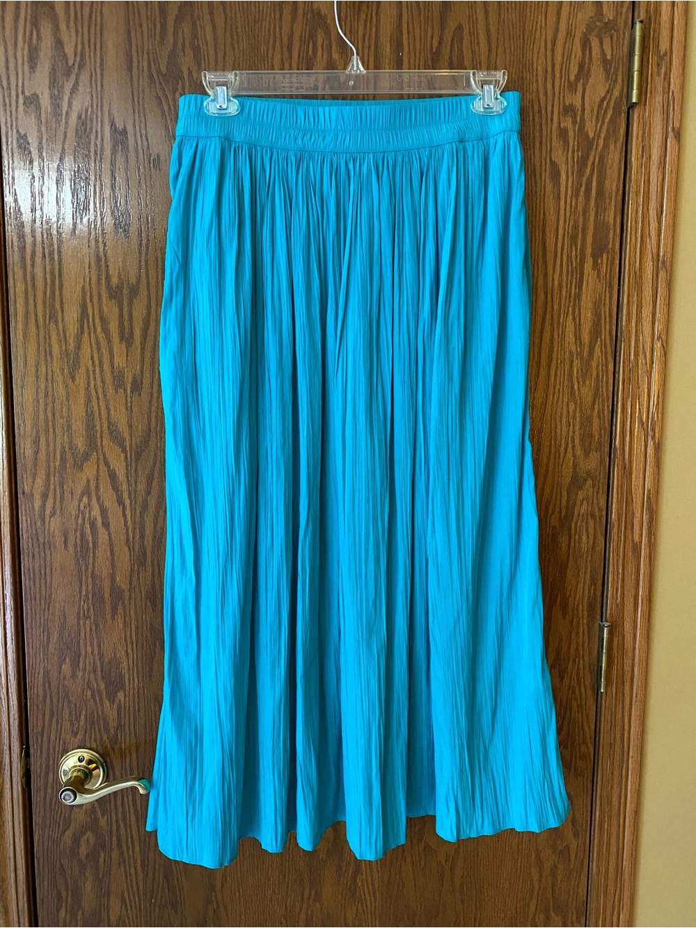 Chico's Bright Turquoise Pleated Maxi Skirt
